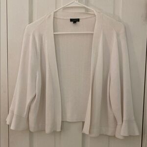 White Ruffled Sleeve Sweater - Talbots size L